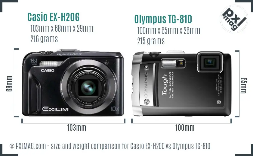 Casio EX-H20G vs Olympus TG-810 size comparison