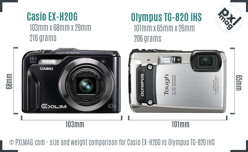 Casio EX-H20G vs Olympus TG-820 iHS size comparison