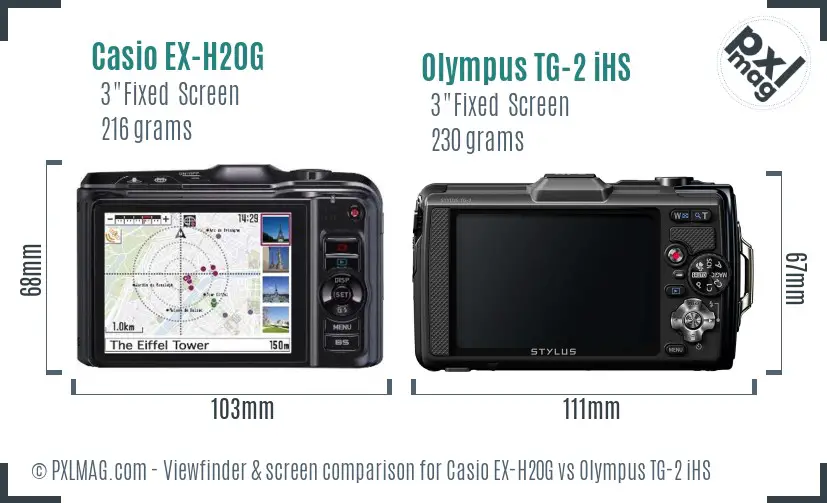 Casio EX-H20G vs Olympus TG-2 iHS Screen and Viewfinder comparison