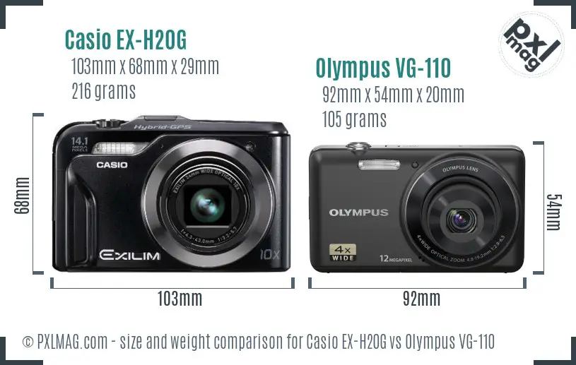 Casio EX-H20G vs Olympus VG-110 size comparison