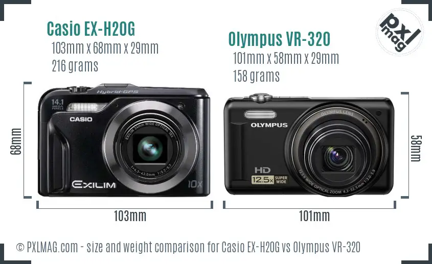Casio EX-H20G vs Olympus VR-320 size comparison