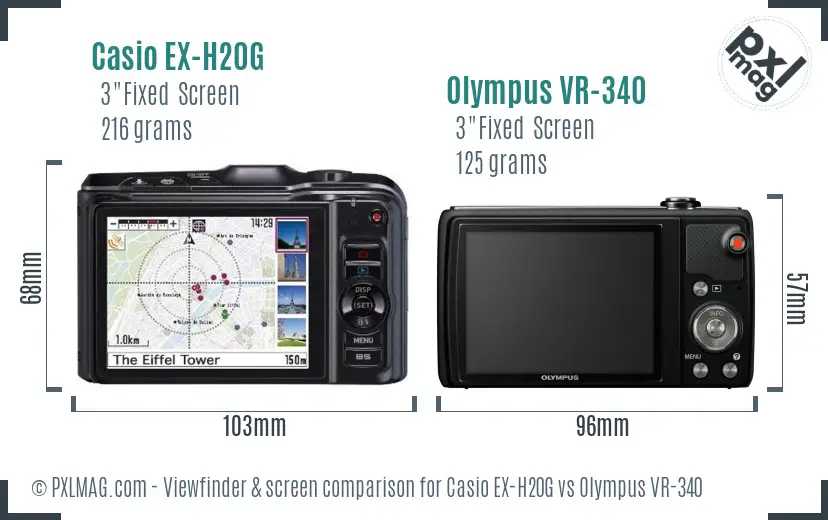 Casio EX-H20G vs Olympus VR-340 Screen and Viewfinder comparison Casio EX-H20G vs Olympus VR-340 Screen and Viewfinder comparison