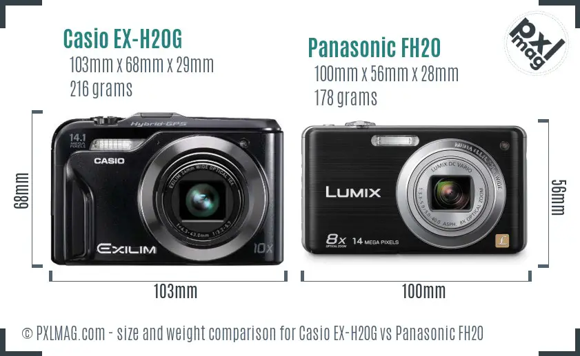 Casio EX-H20G vs Panasonic FH20 size comparison