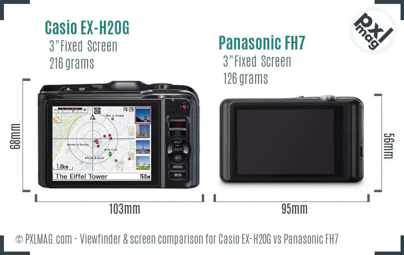 Casio EX-H20G vs Panasonic FH7 Screen and Viewfinder comparison