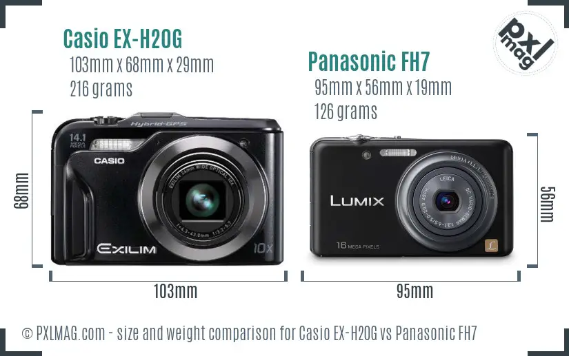 Casio EX-H20G vs Panasonic FH7 size comparison