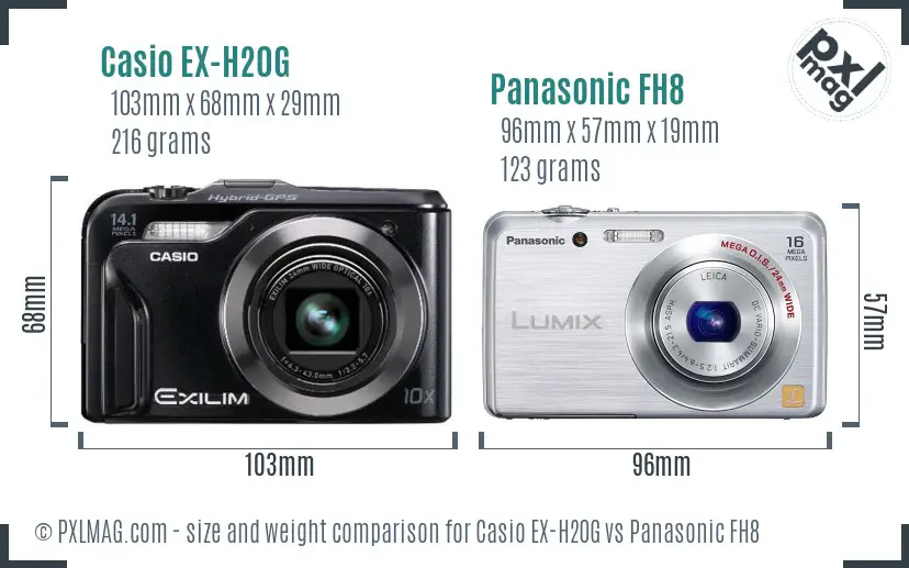 Casio EX-H20G vs Panasonic FH8 size comparison Casio EX-H20G vs Panasonic FH8 size comparison