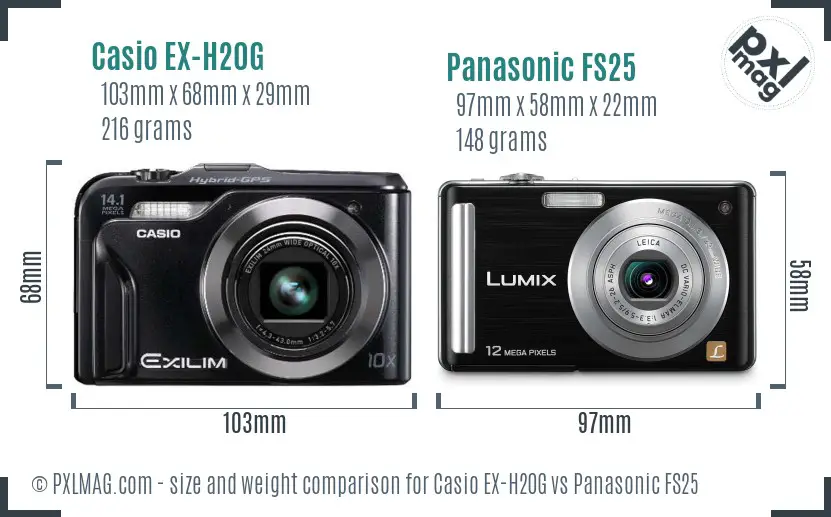 Casio EX-H20G vs Panasonic FS25 size comparison Casio EX-H20G vs Panasonic FS25 size comparison