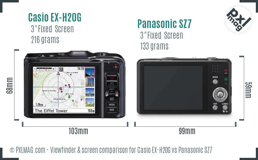 Casio EX-H20G vs Panasonic SZ7 Screen and Viewfinder comparison Casio EX-H20G vs Panasonic SZ7 Screen and Viewfinder comparison