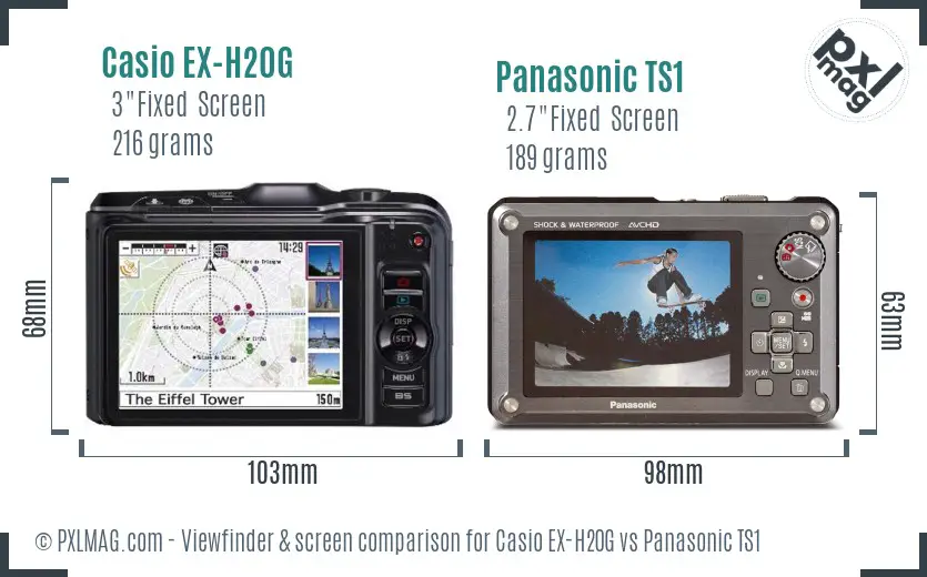 Casio EX-H20G vs Panasonic TS1 Screen and Viewfinder comparison