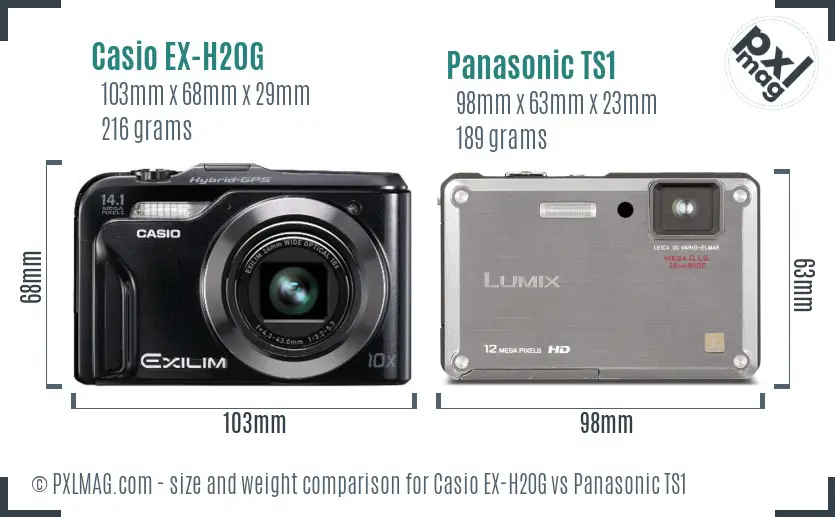 Casio EX-H20G vs Panasonic TS1 size comparison