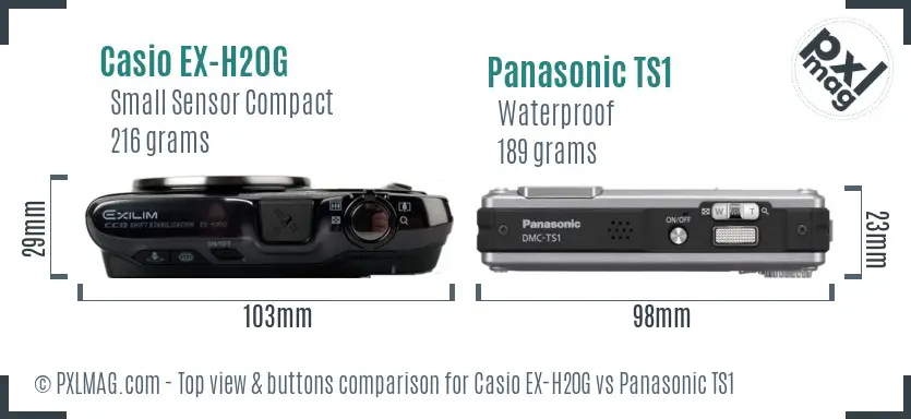 Casio EX-H20G vs Panasonic TS1 top view buttons comparison