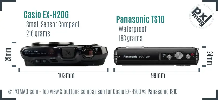 Casio EX-H20G vs Panasonic TS10 top view buttons comparison