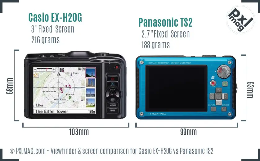 Casio EX-H20G vs Panasonic TS2 Screen and Viewfinder comparison Casio EX-H20G vs Panasonic TS2 Screen and Viewfinder comparison
