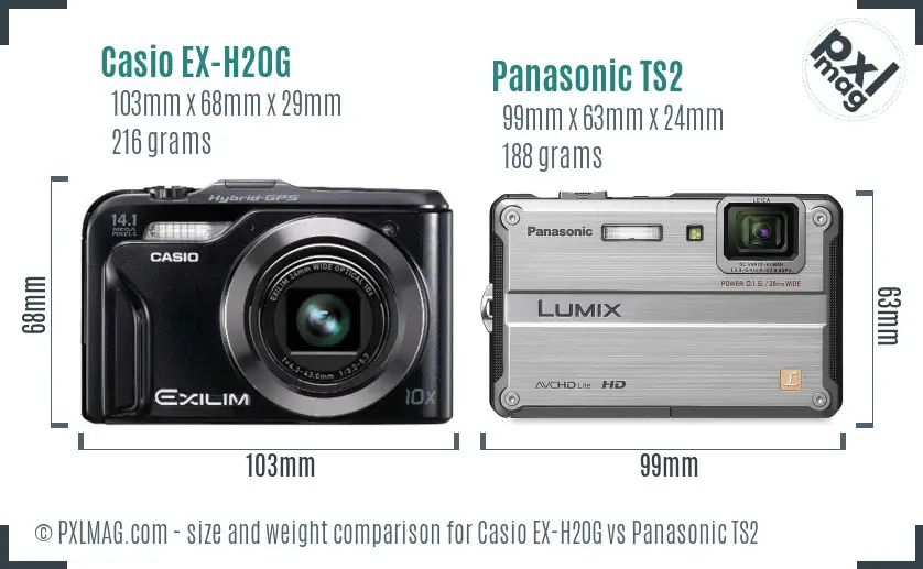 Casio EX-H20G vs Panasonic TS2 size comparison Casio EX-H20G vs Panasonic TS2 size comparison