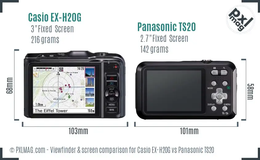 Casio EX-H20G vs Panasonic TS20 Screen and Viewfinder comparison Casio EX-H20G vs Panasonic TS20 Screen and Viewfinder comparison