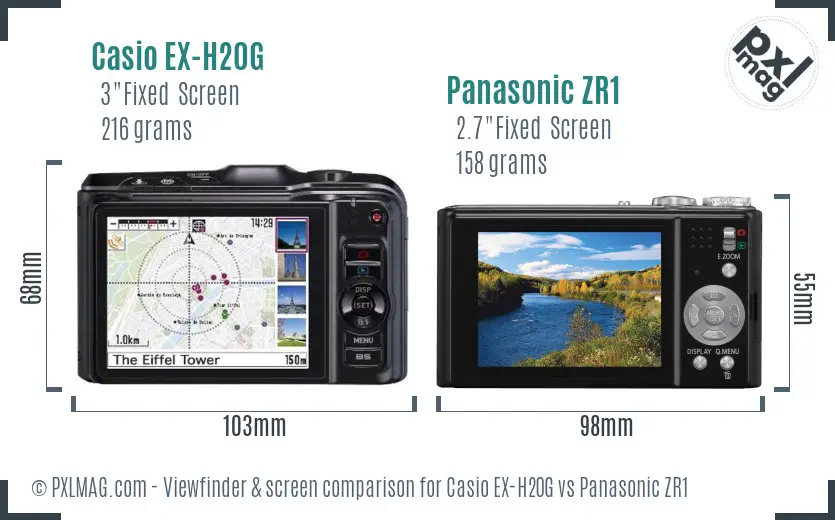 Casio EX-H20G vs Panasonic ZR1 Screen and Viewfinder comparison Casio EX-H20G vs Panasonic ZR1 Screen and Viewfinder comparison