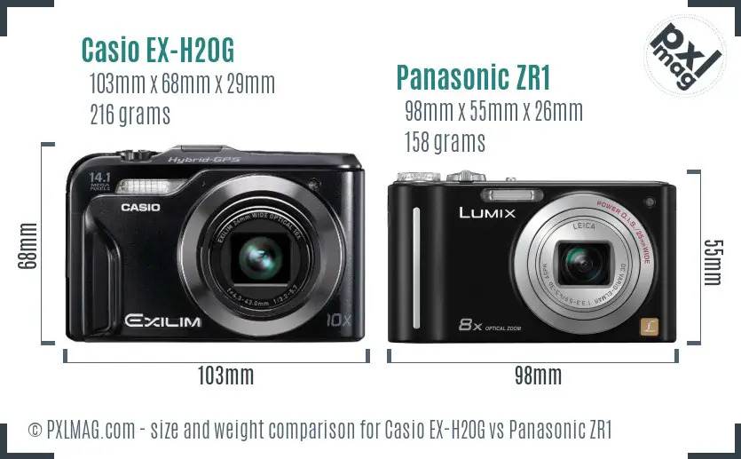 Casio EX-H20G vs Panasonic ZR1 size comparison Casio EX-H20G vs Panasonic ZR1 size comparison