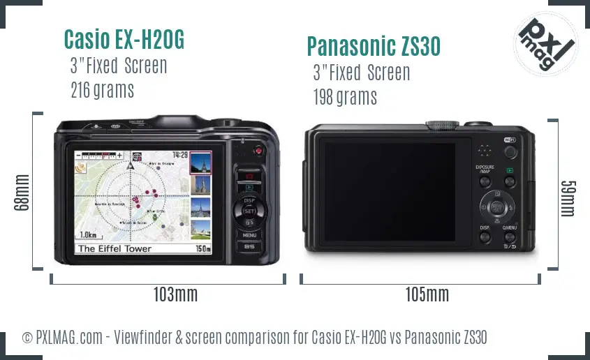 Casio EX-H20G vs Panasonic ZS30 Screen and Viewfinder comparison Casio EX-H20G vs Panasonic ZS30 Screen and Viewfinder comparison