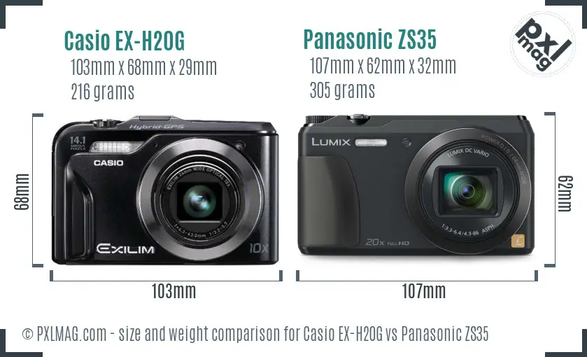 Casio EX-H20G vs Panasonic ZS35 size comparison Casio EX-H20G vs Panasonic ZS35 size comparison