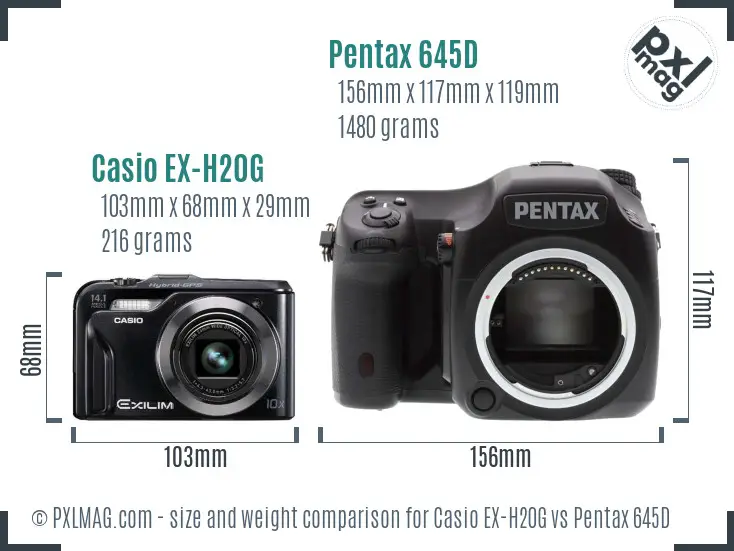 Casio EX-H20G vs Pentax 645D size comparison