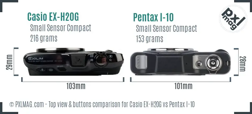 Casio EX-H20G vs Pentax I-10 top view buttons comparison