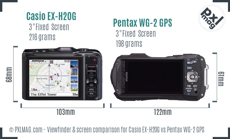 Casio EX-H20G vs Pentax WG-2 GPS Screen and Viewfinder comparison