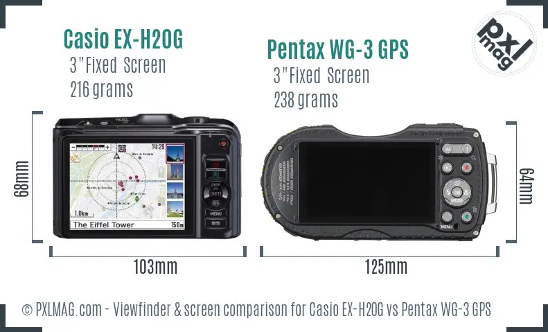 Casio EX-H20G vs Pentax WG-3 GPS Screen and Viewfinder comparison