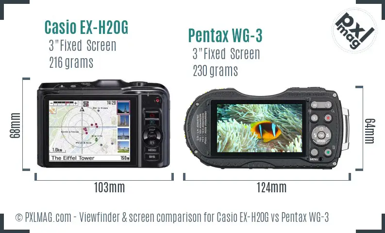Casio EX-H20G vs Pentax WG-3 Screen and Viewfinder comparison