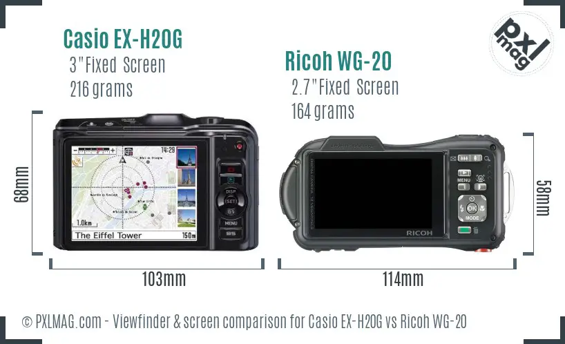 Casio EX-H20G vs Ricoh WG-20 Screen and Viewfinder comparison