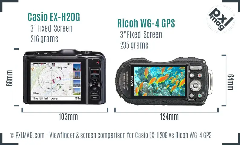 Casio EX-H20G vs Ricoh WG-4 GPS Screen and Viewfinder comparison