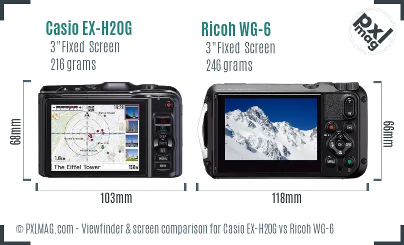 Casio EX-H20G vs Ricoh WG-6 Screen and Viewfinder comparison