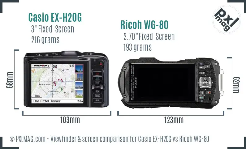 Casio EX-H20G vs Ricoh WG-80 Screen and Viewfinder comparison Casio EX-H20G vs Ricoh WG-80 Screen and Viewfinder comparison