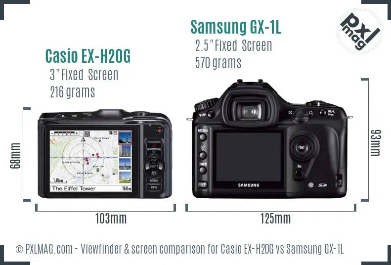 Casio EX-H20G vs Samsung GX-1L Screen and Viewfinder comparison