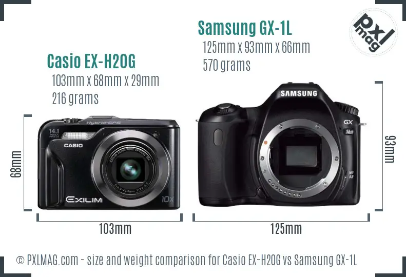 Casio EX-H20G vs Samsung GX-1L size comparison