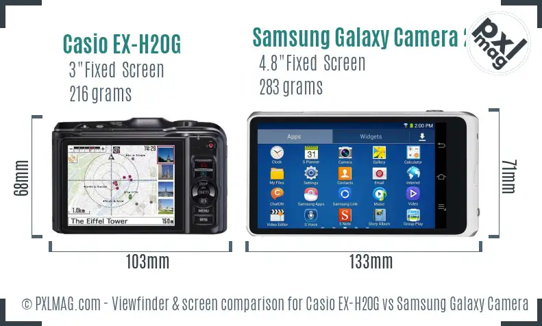 Casio EX-H20G vs Samsung Galaxy Camera 2 Screen and Viewfinder comparison