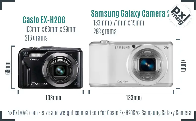 Casio EX-H20G vs Samsung Galaxy Camera 2 size comparison