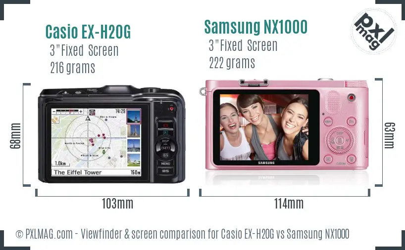 Casio EX-H20G vs Samsung NX1000 Screen and Viewfinder comparison
