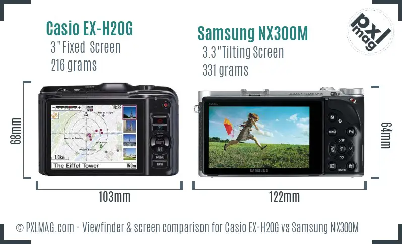 Casio EX-H20G vs Samsung NX300M Screen and Viewfinder comparison Casio EX-H20G vs Samsung NX300M Screen and Viewfinder comparison