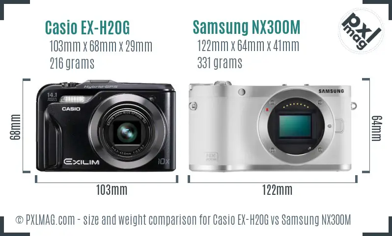 Casio EX-H20G vs Samsung NX300M size comparison Casio EX-H20G vs Samsung NX300M size comparison
