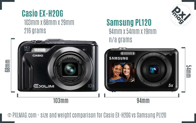 Casio EX-H20G vs Samsung PL120 size comparison Casio EX-H20G vs Samsung PL120 size comparison