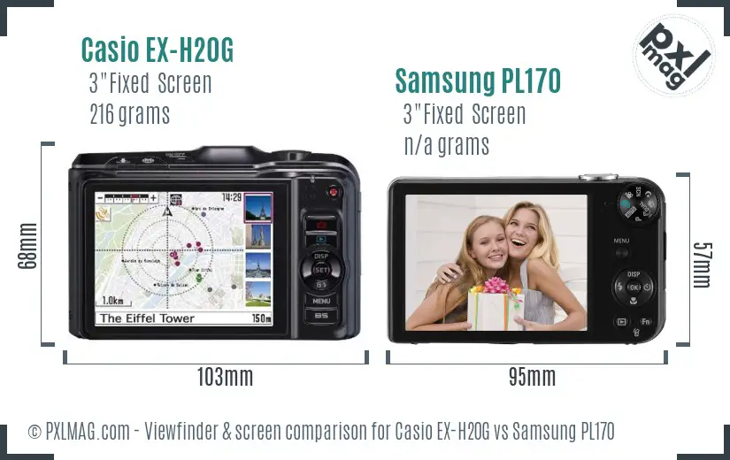 Casio EX-H20G vs Samsung PL170 Screen and Viewfinder comparison