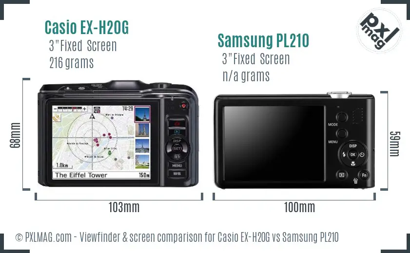 Casio EX-H20G vs Samsung PL210 Screen and Viewfinder comparison Casio EX-H20G vs Samsung PL210 Screen and Viewfinder comparison