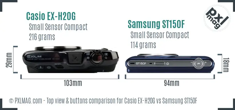 Casio EX-H20G vs Samsung ST150F top view buttons comparison