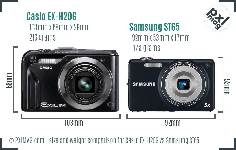 Casio EX-H20G vs Samsung ST65 size comparison