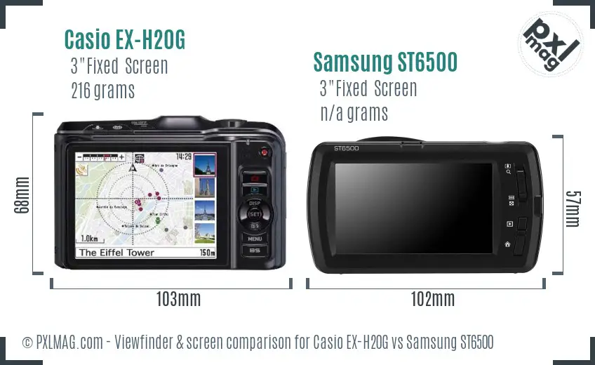 Casio EX-H20G vs Samsung ST6500 Screen and Viewfinder comparison