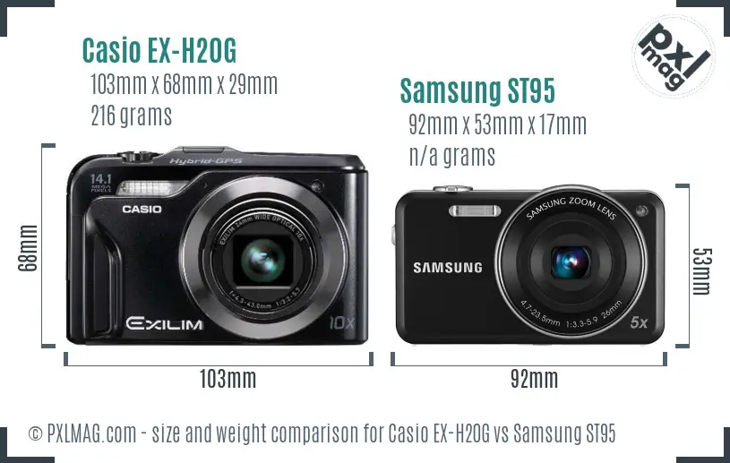 Casio EX-H20G vs Samsung ST95 size comparison