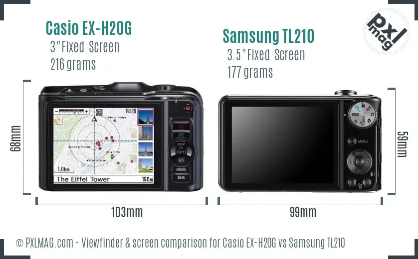 Casio EX-H20G vs Samsung TL210 Screen and Viewfinder comparison