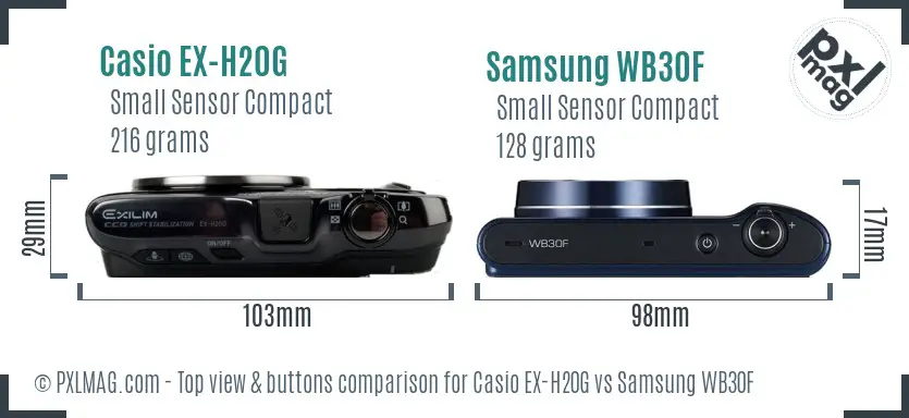 Casio EX-H20G vs Samsung WB30F top view buttons comparison