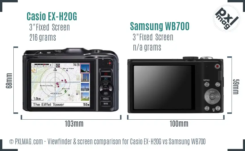 Casio EX-H20G vs Samsung WB700 Screen and Viewfinder comparison