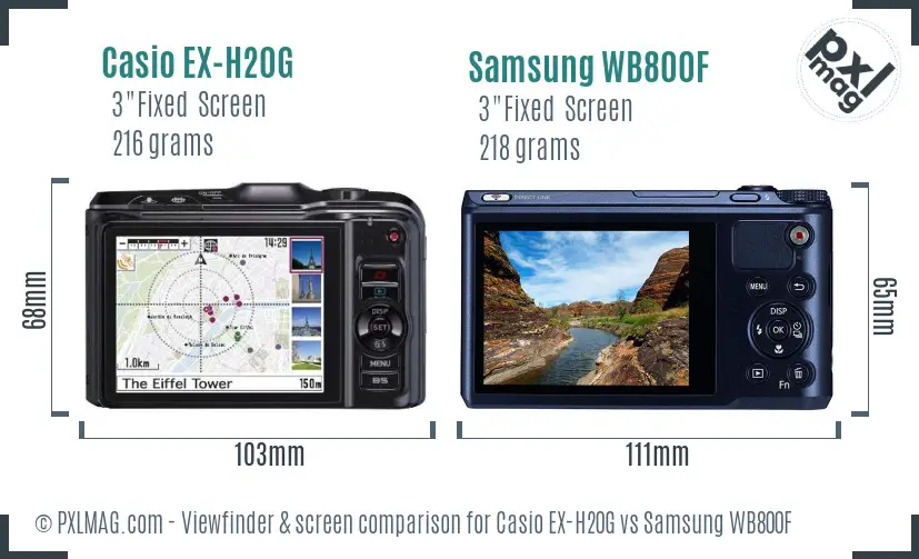 Casio EX-H20G vs Samsung WB800F Screen and Viewfinder comparison